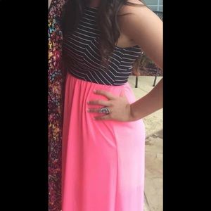 Adorable hot pink and black maxi dress